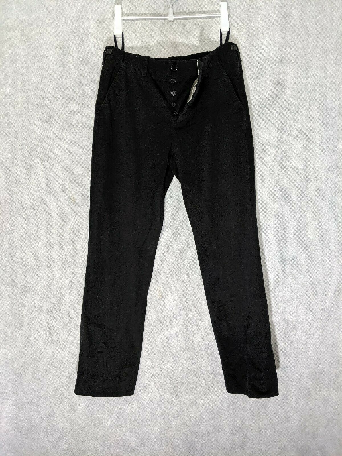 Helmut Lang Vintage Black Durable Chino Cotton Pants Side Straps 50 Italy